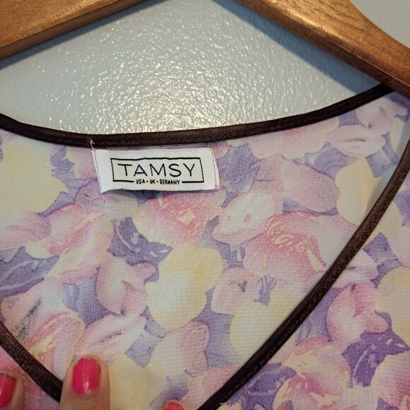 Tamsy Semi Sheer Floral Women Pullover Blouse Kimono One Size Usa Germany - Picture 5 of 10
